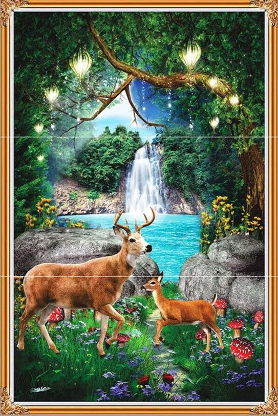 HG 6013 – Deer Forest Waterfall Poster