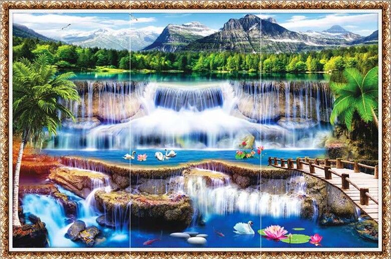 HG 6016 – Royal Waterfall Lake Bridge Poster